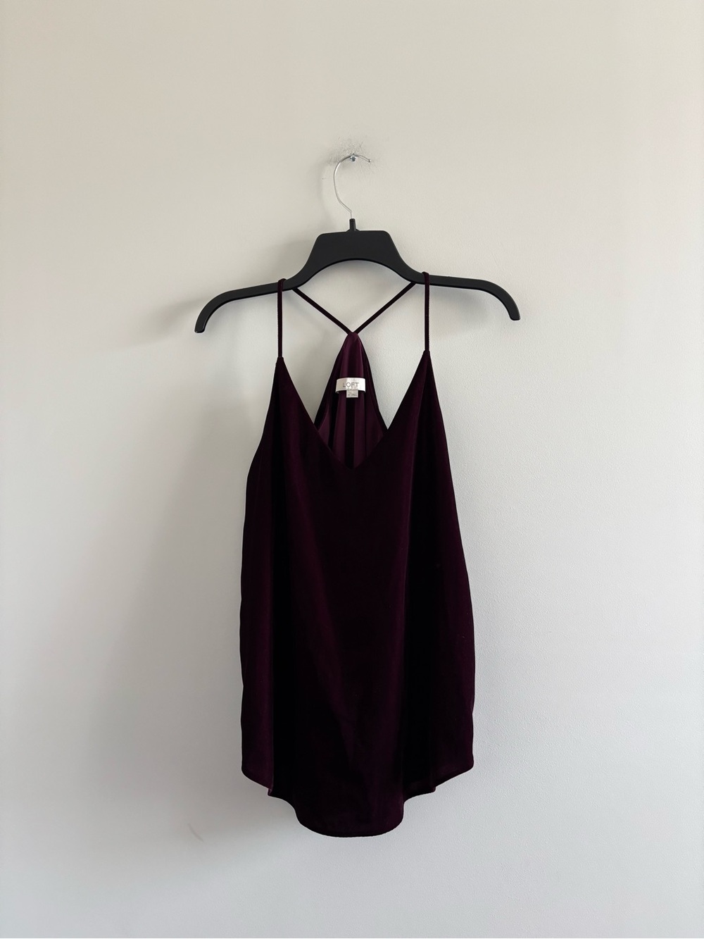 LOFT Top Burgundy Velvet Sleeveless V-Neck Racerback Women XS Party Whimsigoth